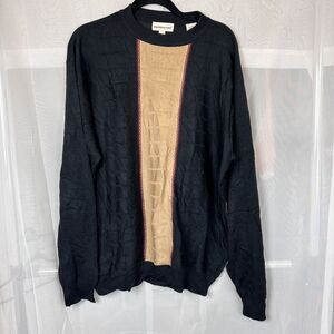 Vintage Pronto-Uomo Sweater Mens XL Pullover Silk Cotton Knit Crewneck Black